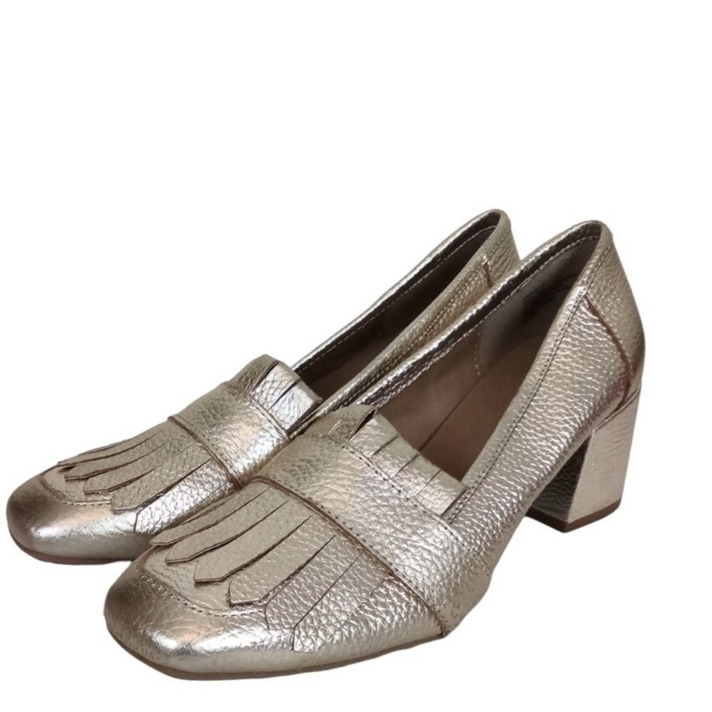 Kenneth Cole Gold Heels with Fringe Detail